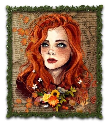 Рыжеволосая девушка с веснушками арт