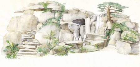 Артбетон грот водопад эскизы