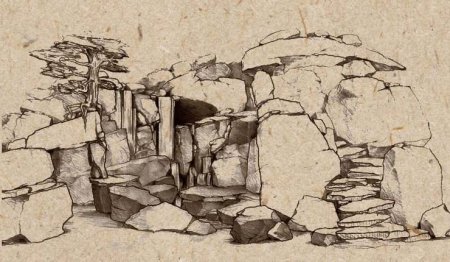 Каменная скала рисование