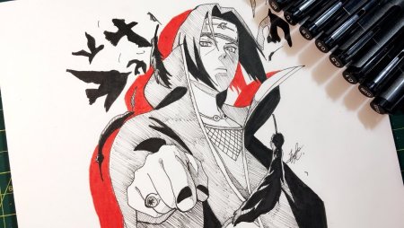 Итачи арт маркерами