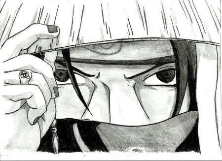 Итачи в шляпе с шаринганом