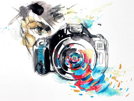Фотоаппарат акварель