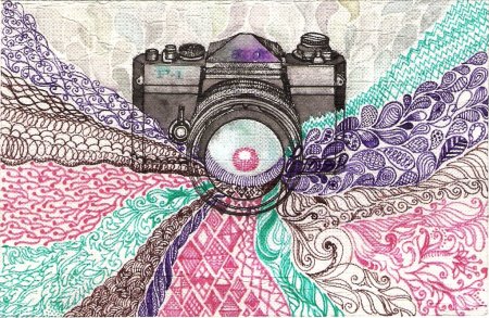 Нарисовать фотоаппарат цветной трендовый