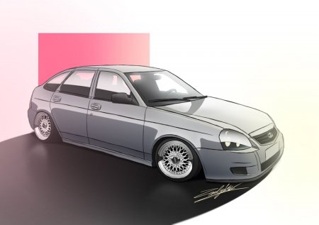 Лада Приора хэтчбек вектор