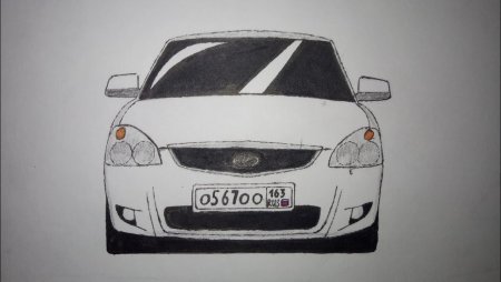 Приора спереди рисунок
