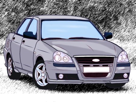 Нарисованная Приора спереди