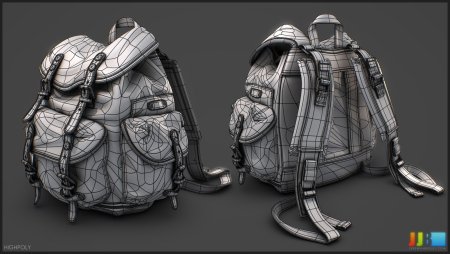 3д модель рюкзака Low Poly