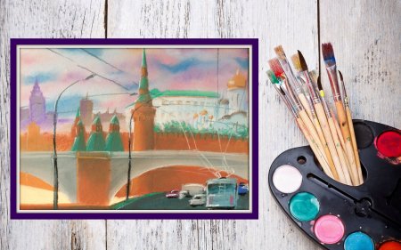 Город живопись гуашь для начинающих