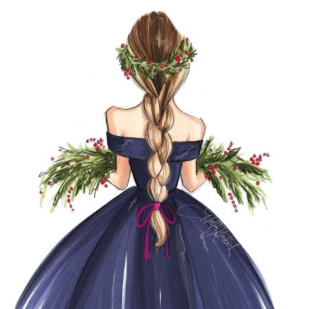 Девушка в платье арт со спины