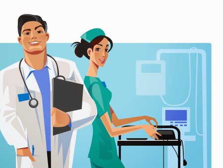 Врач и пациент вектор