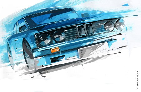 Голубая машина арт