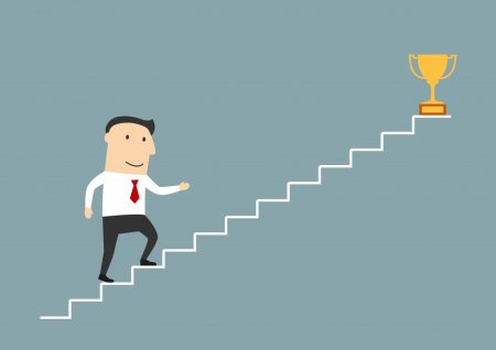 Человечек идет по лестнице