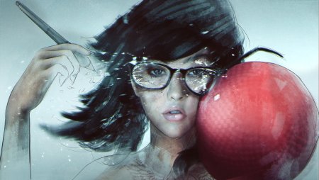 Картина девушка в очках