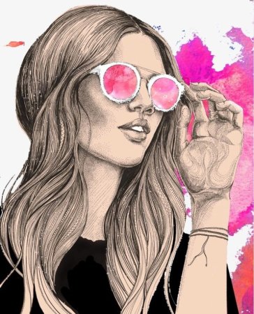 Нарисованная девушка в очках