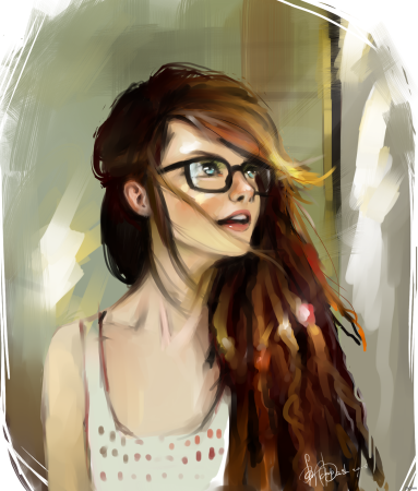 Нарисоыаная Левушка в очках