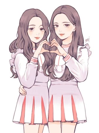 Две подруги рисунок аниме