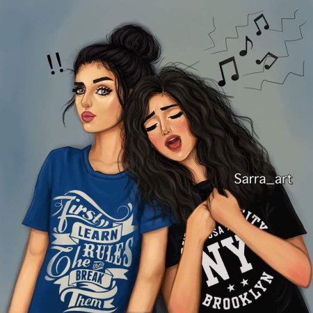 2 Девушки нарисованные