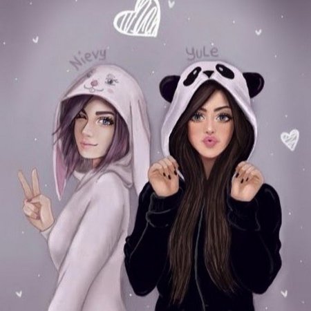 Нарисованные девочки подруги