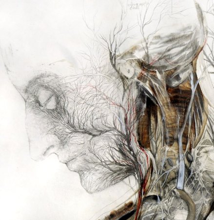 Скелет с цветами эскиз