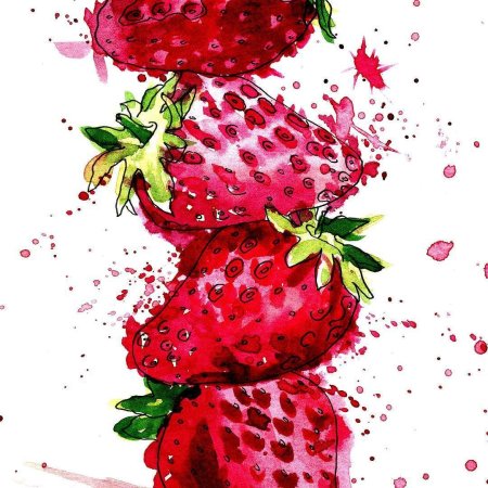 Клубника акварелью