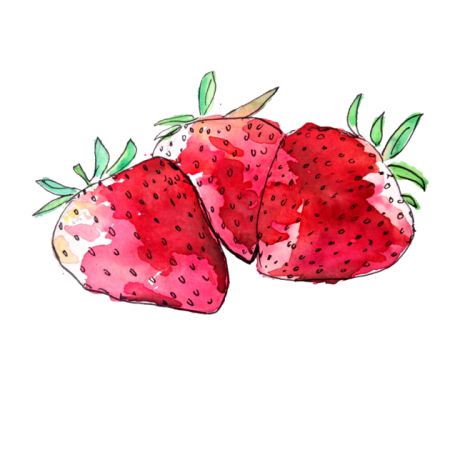 Клубника акварелью