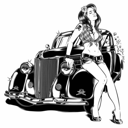 Девушки и машины Рисованные