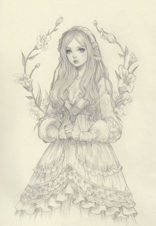 Девушка в платье арт карандашом