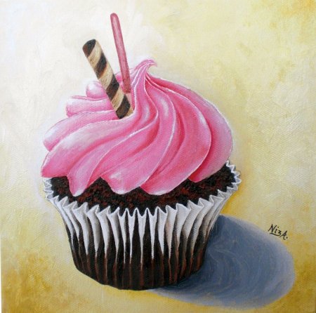 Пирожное цветными карандашами