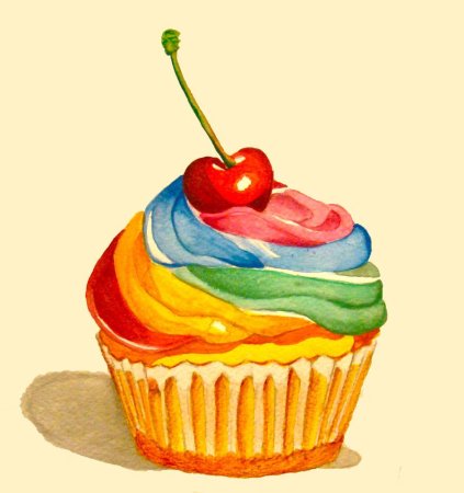 Радужные кексы нарисованные