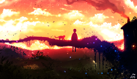 Закат аниме арт