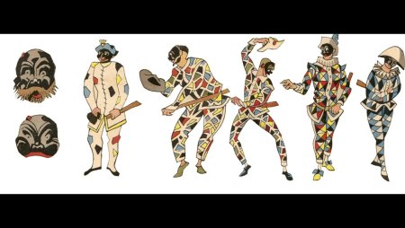 – Труффальдино, Тарталья, панталоне, Бригелла, Смеральдина