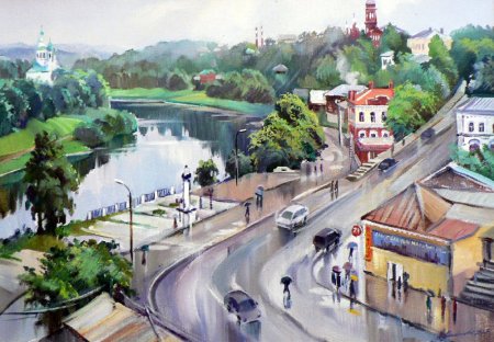 Весенний пейзаж акварелью