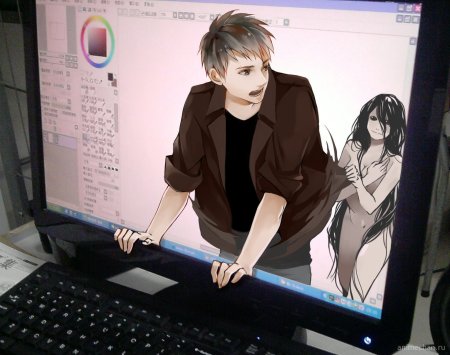 Аниме пацан за компом
