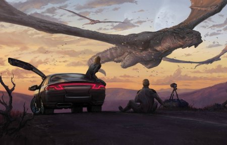 Человек автомобиль арт