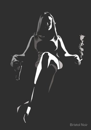 Женский силуэт на черном фоне