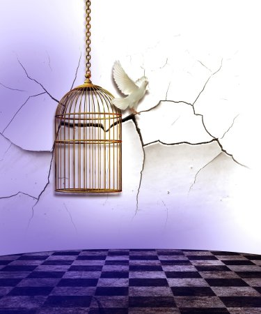 Птица в клетке картина