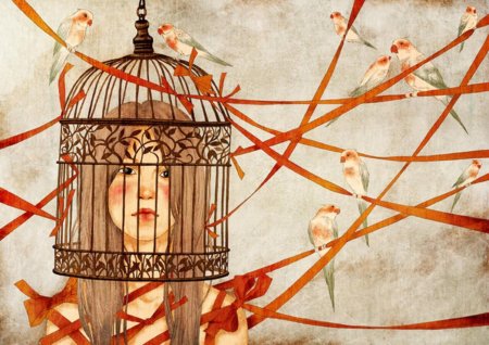 Девушка в птичьей клетке