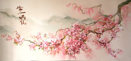 Китайская живопись ветка Сакуры