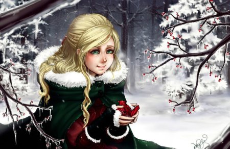 Нарисовать девушку зиму