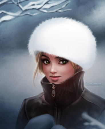 Девушка зимой арт
