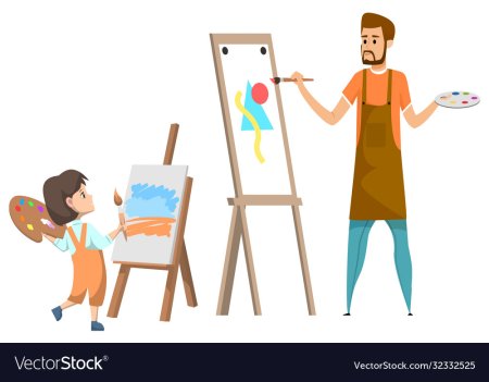 Художник за мольбертом вектор