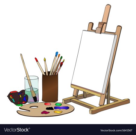 Палитра мольберт кисти