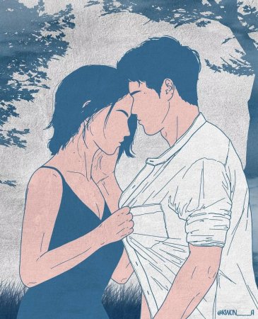 Влюбленная пара арт иллюстрация