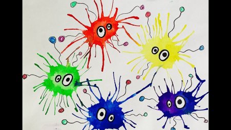 Рисование микробы кляксография