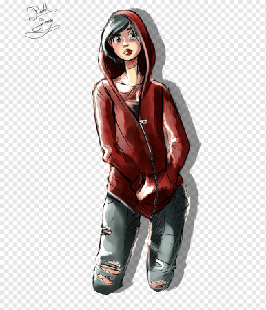 Набросок девушки в толстовке