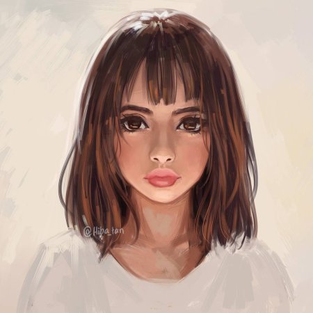 Черноволосая девушка арт