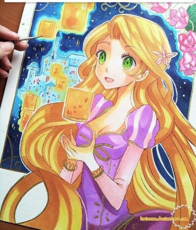 Принцессы Диснея в аниме стиле Рапунцель