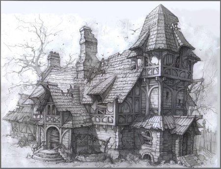 Сказочный домик в графике