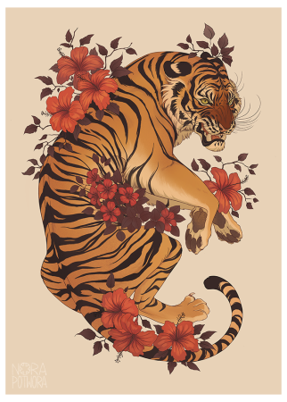 Тигр Япония тату эскиз