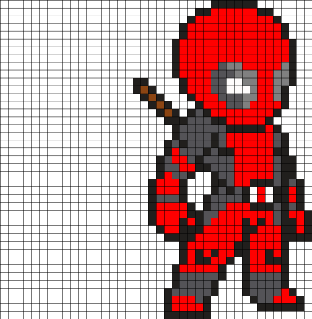 Вышивка крестиком схемы Дэдпул